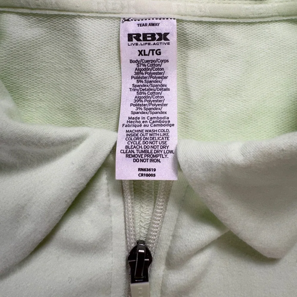 RBX Mint Green Quarter Zip Pullover Sweatshirt‎ Ribbed Panels CR10005 Womens XL